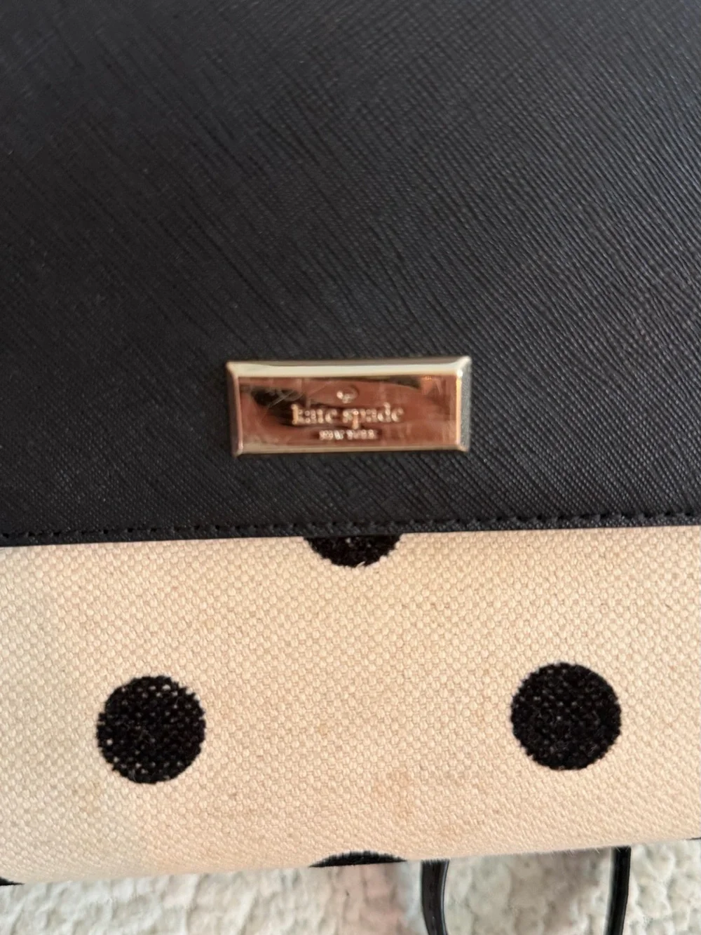 kate spade Black and Cream Polka Dot Crossbody Satchel